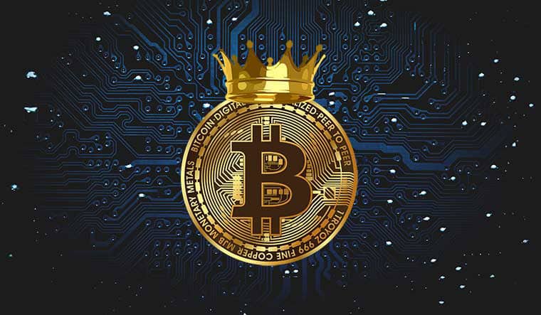 Bitcoin price chart reaching $27,700 milestone.