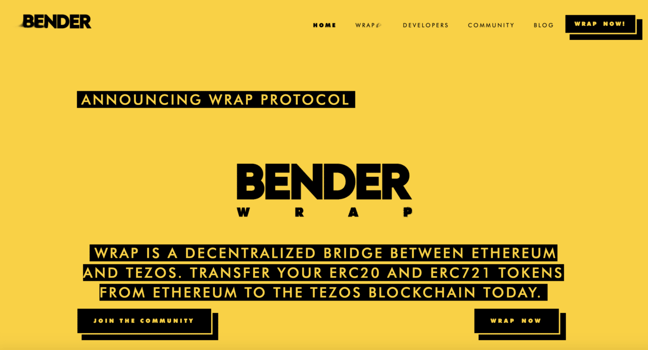 Bender Labs Launches Wrap Protocol and $WRAP Tokens to Bridge Ethereum and Tezos Blockchains