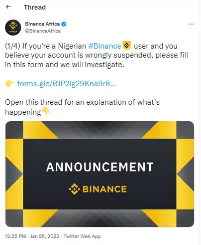 Binance Under Fire in Nigeria: Users Cry Foul Over Account Restrictions, Launch #Binancestopscamming Boycott Binance's official response to user complaints