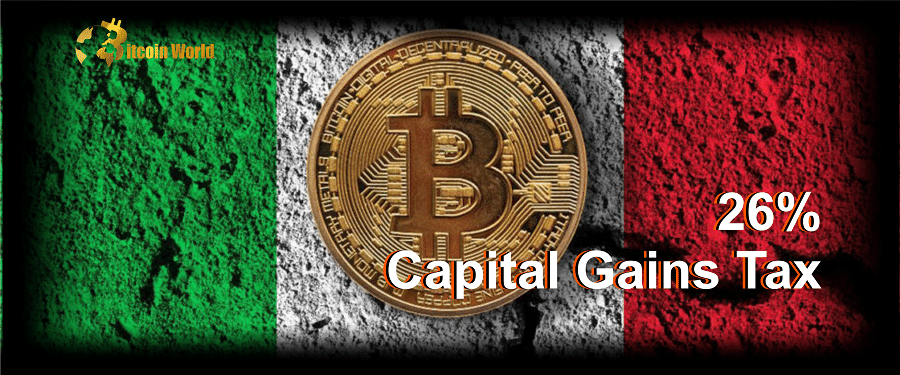 Italy Charges 26% Capital Gains Tax on Cryptocurrency Profits.