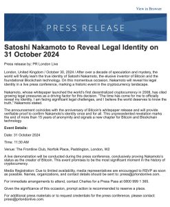 Event organizers charged with fraud for allegedly posing as 'Satoshi'.