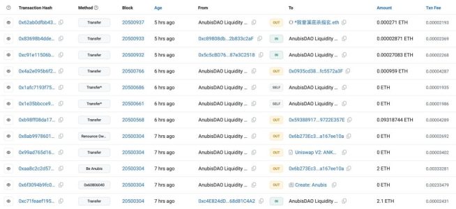 AnubisDAO Liquidity Rug 1 Transactions