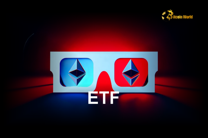 Chart showing ETH ETF holdings surge while BTC ETF holdings slightly decline