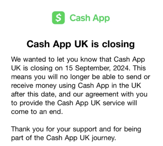 Message sent to Cash App UK users on July 18