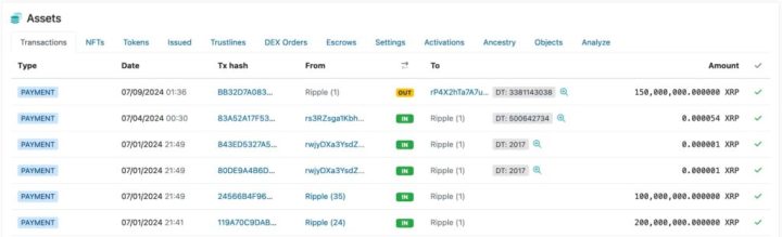 Ripple Sells 150 Million XRP Of July Reserves, Price Struggles Ripple 1 account summary assets transactions