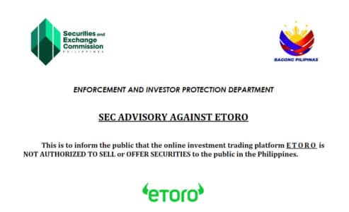 Philippines SEC Accuses eToro of Offering Unregistered Securities Following Binance Blockade Screenshot from SEC advisory. Source Philippines SEC
