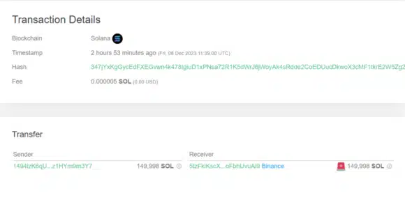 Solana (SOL) Price Surges 14%: Are Whale Deposits a Sign of Impending Sell-Off? Second Whale Transfer